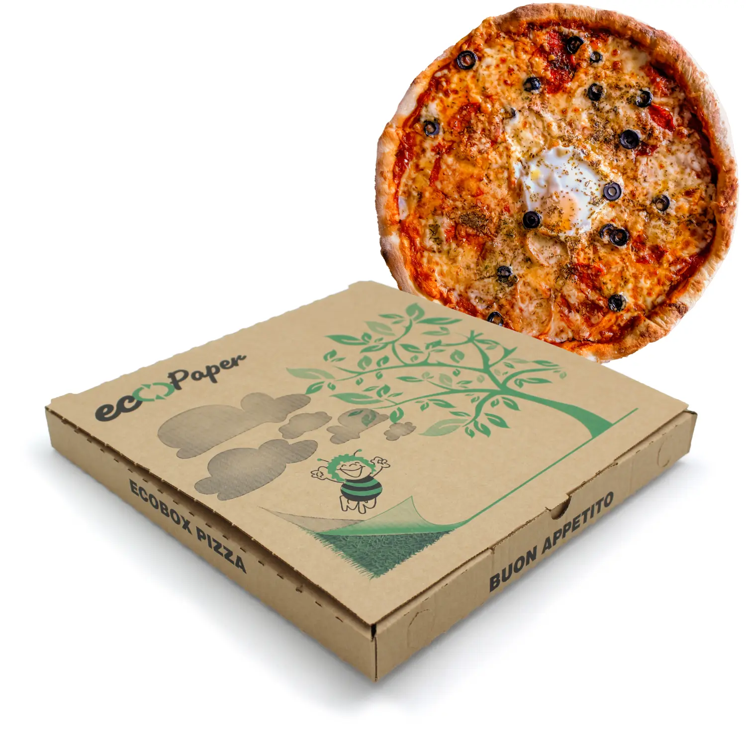 Pizzakarton ecobox 32x32x3cm FLUORFRI