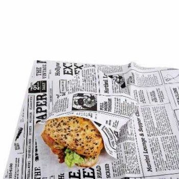 Sandwichpapir M/Pe Old News 38x50cm
