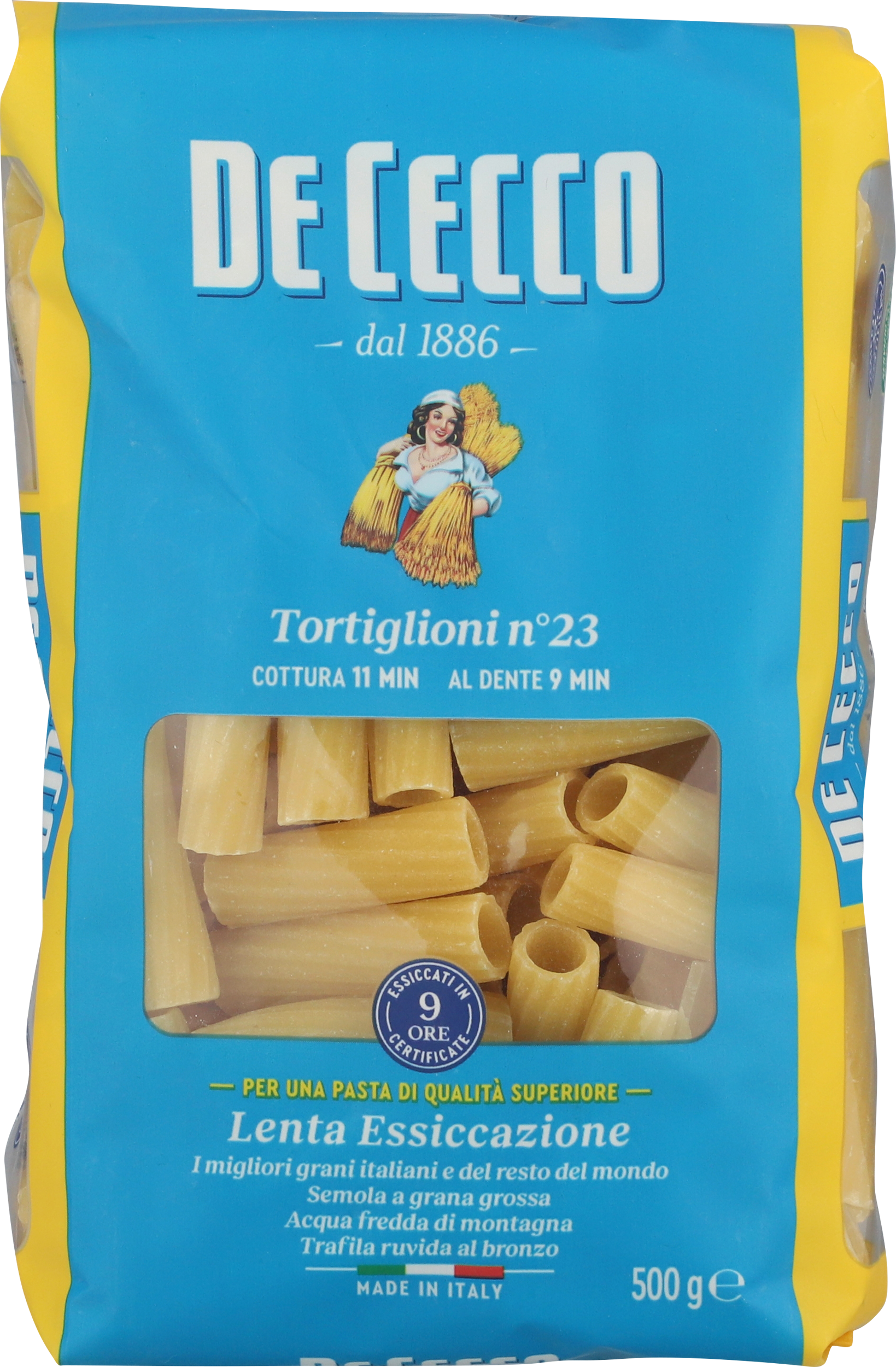 Pasta Tortiglioni De Cecco no.23