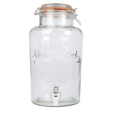 Glasbeholder m/taphane & glaslåg 6 ltr