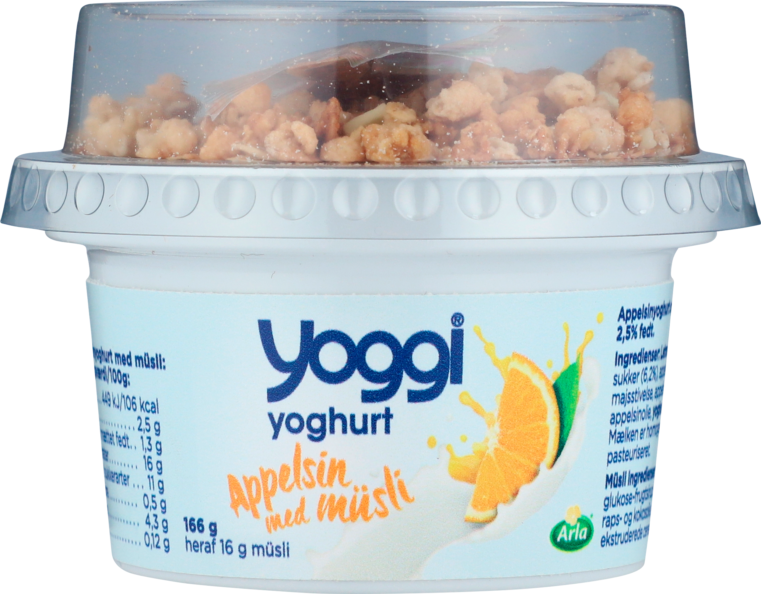 Yoghurt Yoggi appelsin m/ musli top