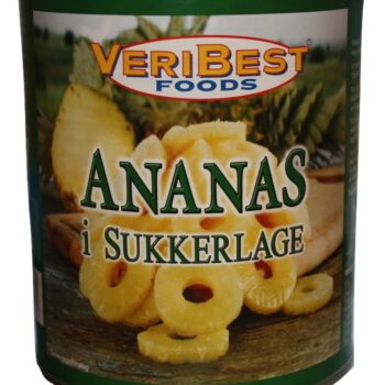 Ananas i skiver i sukkerlage